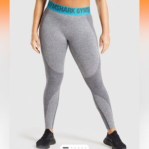 Gymshark Flex Leggings Charcoal Marl/Hydro teal, Size Medium